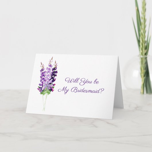 Paarse Waterverf Lavender Bridesmaid Card Kaart (Voorkant)