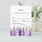 Paarse Waterverf Lavender RSVP-kaarten RSVP Kaartje (Staand voorkant)