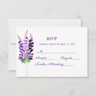 Paarse Waterverf Lavender RSVP-kaarten RSVP Kaartje