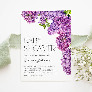 Paarse Waterverf Lila Flowers Baby shower Kaart