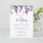 Paarse Waterverf Lilacs Floral Wedding Kaart (Staand voorkant)