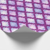 Paarse Waterverf Marokkaans kwartrefolieslot Cadeaupapier (Hoek)