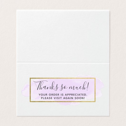 Paarse Waterverf Modern Gold Hartelijk dank Kaart (Buitenkant ongevouwen)
