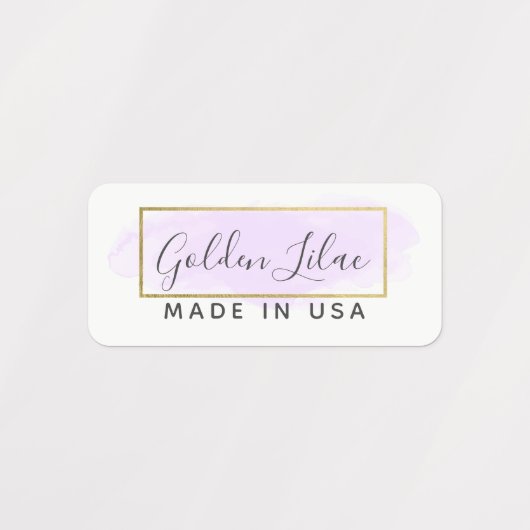 Paarse Waterverf & Modern Gouden Chique Kleding Labels (Design 1)