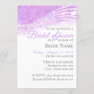 Paarse Waterverf Musical Bridal Shower Kaart
