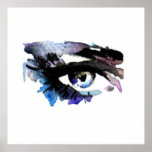 Paarse Waterverf ogen wimpers make-up branding Poster