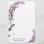 Paarse waterverf op maat briefpapier (Voorkant)