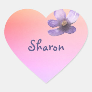 Paarse waterverf op roze achtergrond hart sticker