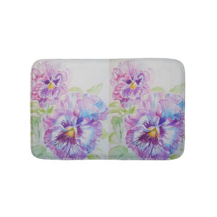 Paarse Waterverf Pansy Pansies floral Bath Mat
