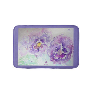 Paarse Waterverf Pansy Pansies floral Bath Mat