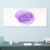 Paarse waterverf penseelstreek uploadt uw logo spandoek (Beurs)