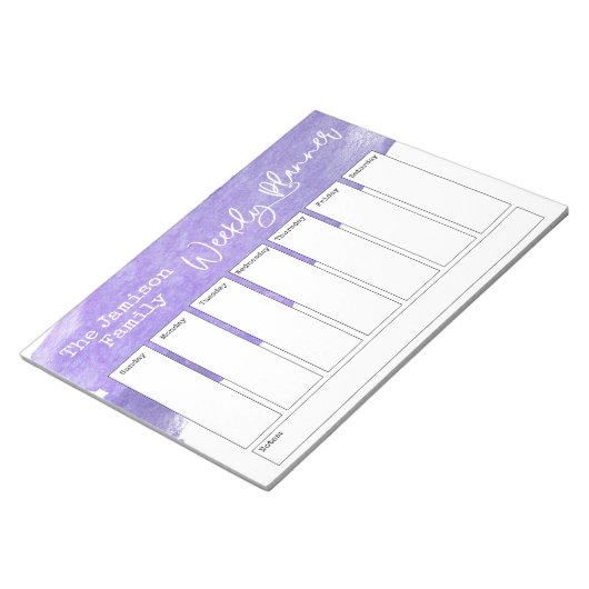 Paarse Waterverf Penseelweekblad Notitieblok (Schuin)