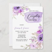 Paarse Waterverf Peony Flowers Couples Shower IV Kaart (Voorkant)