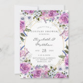 Paarse Waterverf Peony Gold Couples Kaart (Voorkant)