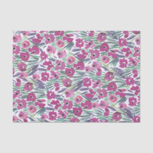 Paarse Waterverf Poppy Floral collage van bloemen Tissuepapier