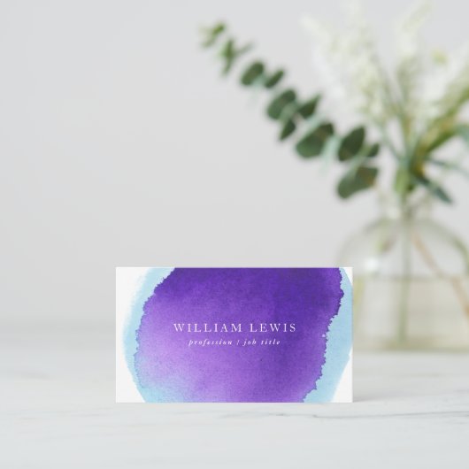 Paarse Waterverf professionele moderne QR-code Visitekaartje (Staand voorkant)