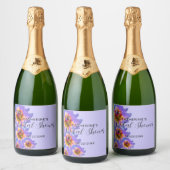 Paarse Waterverf - Romantisch Vrijgezellenfeest Sparkling Wijnetiket (Flessen)