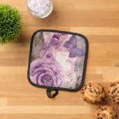 Paarse Waterverf Roos en vlinder Pannenlap (Top down)