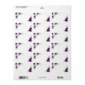 Paarse Waterverf Rozen blanco met tintadres Etiket (Full Sheet)