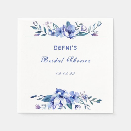 paarse waterverf rustieke floral vrijgezellenfeest servet (Voorkant)