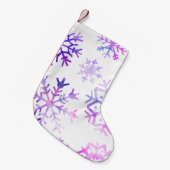 Paarse Waterverf Snowflake-kerstontwerp Kleine Kerstsok (Voorkant (Hangend))