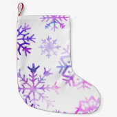 Paarse Waterverf Snowflake-kerstontwerp Kleine Kerstsok (Voorkant)