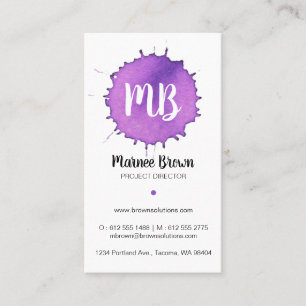 Paarse Waterverf Stain - Monogram Visitekaartje