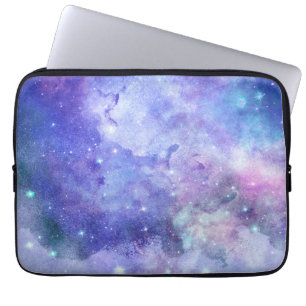 Paarse Waterverf sterrenhemelvaart Laptop Sleeve
