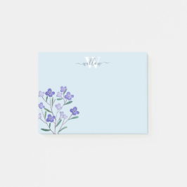 Paarse Waterverf Stof Blauw Monogram Florenz Post-it® Notes