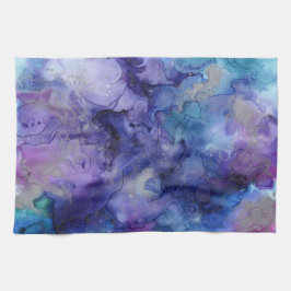 Paarse waterverf theedoek