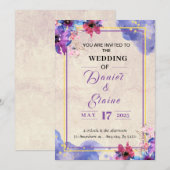 Paarse Waterverf uitnodiging (Voorkant / Achterkant)