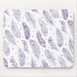Paarse Waterverf Veer Tribisch Patroon Mousepad Muismat