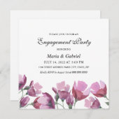 Paarse waterverf ventilator. Floral Engagement Par Kaart (Voorkant / Achterkant)