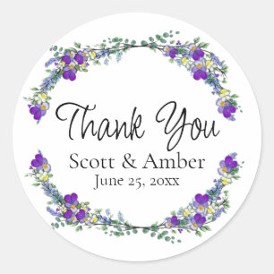 Paarse waterverf violet lavendel eucalyptus ronde sticker