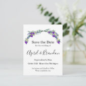 Paarse waterverf violet lavendel eucalyptus save the date (Staand voorkant)