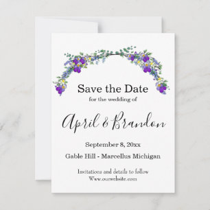 Paarse waterverf viooltje Lavendel Eucalyptus Save The Date