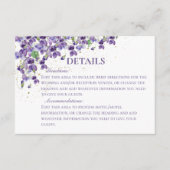 Paarse Waterverf viooltjes bruiloft details Informatiekaartje (Voorkant)