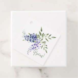 Paarse Waterverf Wisteria en Leaves Gracias Bedankjes Labels