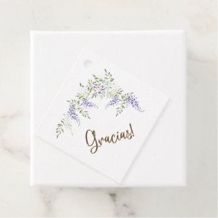 Paarse Waterverf Wisteria en Leaves Gracias Bedankjes Labels