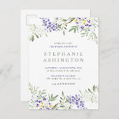 Paarse Waterverf Wisteria-Vrijgezellenfeest Uitnodiging Briefkaart (Voorkant / Achterkant)