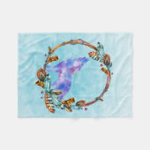 Paarse Waterverf Wolf met een Boho Wreath Fleece Deken (Voorkant (Horizontaal))