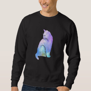 Paarse Waterverven Fun Cat Art Fur Meow Animal Trui