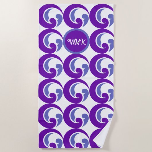Paarse Wave Logo Monogram Strandlaken (Voorkant)