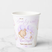 Paarse We kunnen bijna wachten Baby shower papier  Papieren Bekers (Achterkant)