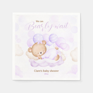 Paarse We kunnen bijna wachten Baby shower servett Servet