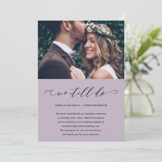 Paarse weddenschap uitstellen We doen nog steeds f Aankondiging (Staand voorkant)