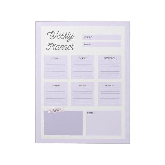 Paarse Weekplanner Notitieblok (Gedraaid)