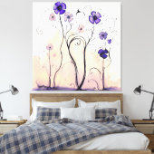 Paarse weide Natuur Wildflower Moderne bloemkunst Canvas Afdruk (Insitu (Slaapkamer))