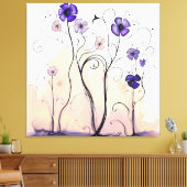 Paarse weide Natuur Wildflower Moderne bloemkunst Canvas Afdruk (Insitu (Woonkamer))