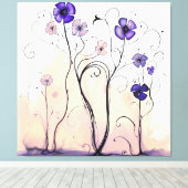 Paarse weide Natuur Wildflower Moderne bloemkunst Canvas Afdruk (Insitu (Houten vloer))